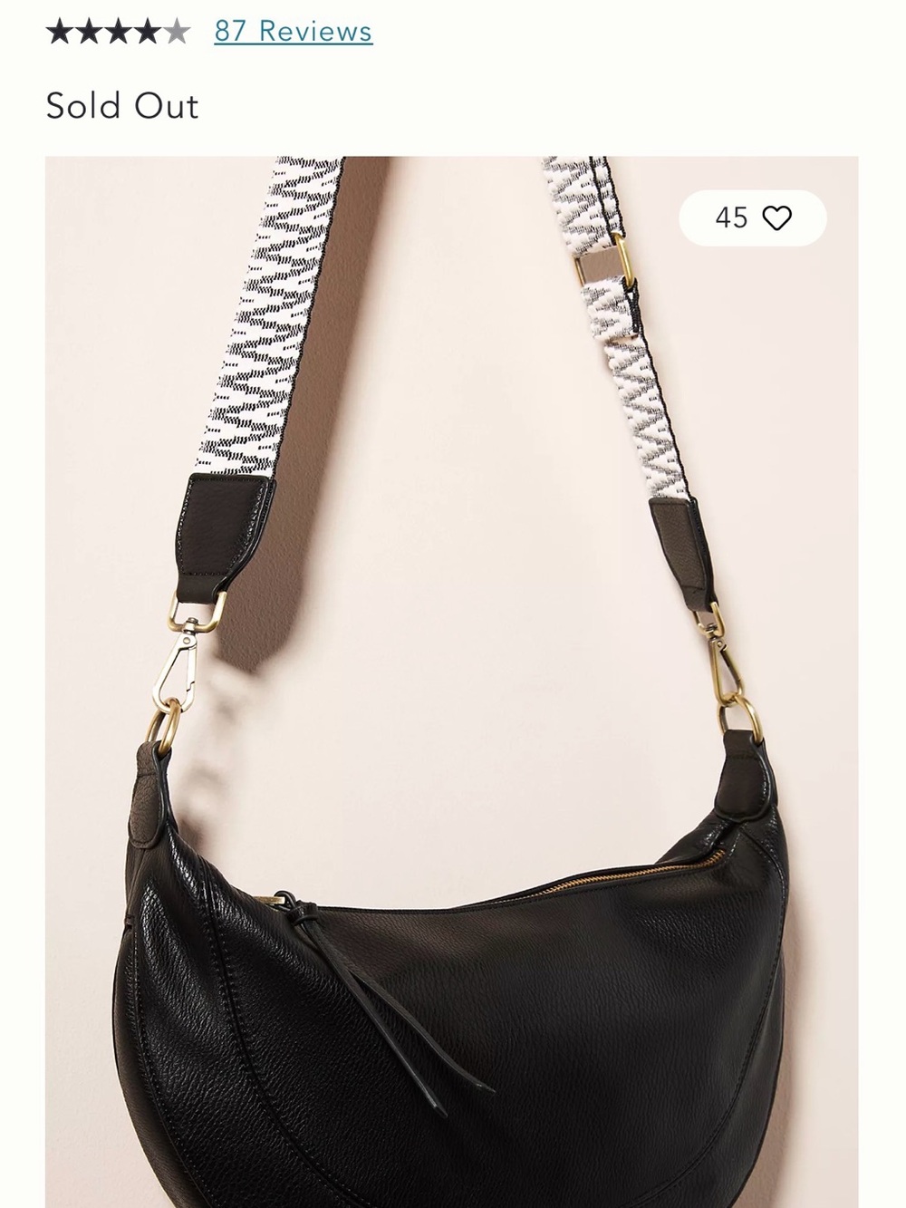 NWOT | Urban Originals Luna Slouchy Crossbody Bag - Black Vegan Leather - Picture 2 of 11